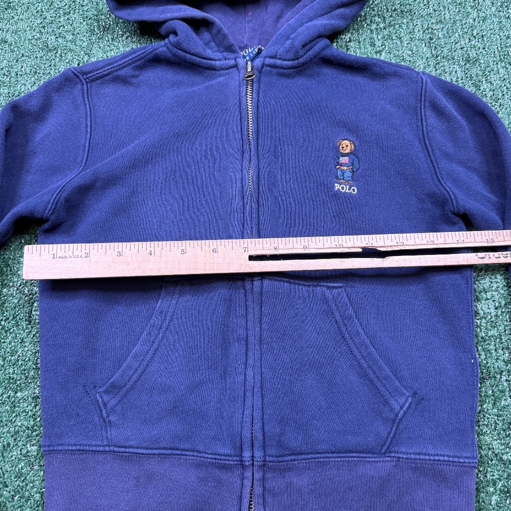 Polo Bear Ralph Lauren Hoodie YOUTH Size 7T Blue Full Zip Embroidered Logo - Picture 6 of 6